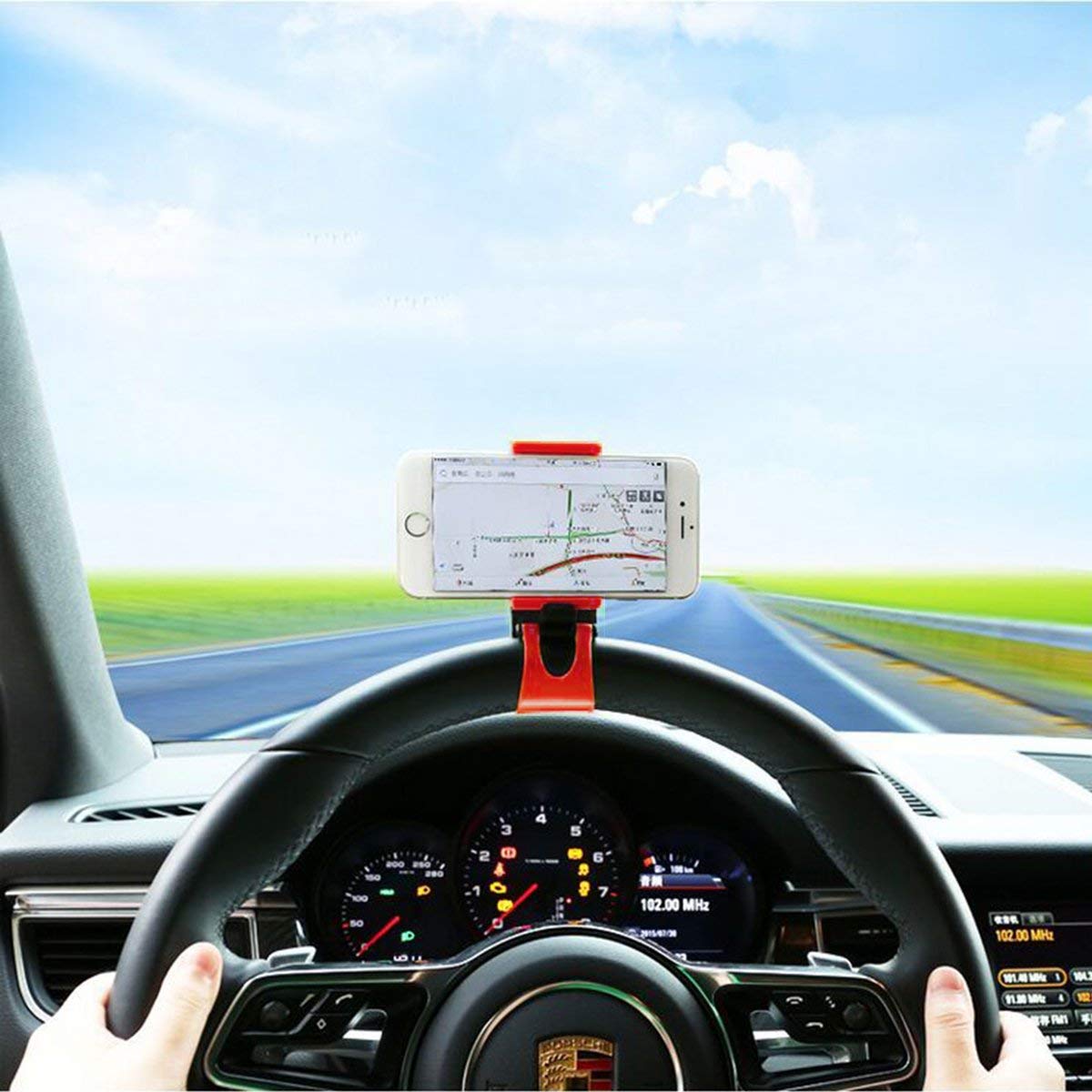 Phone Holder Mounted on Steering Wheel