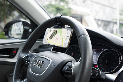 Phone Holder Mounted on Steering Wheel