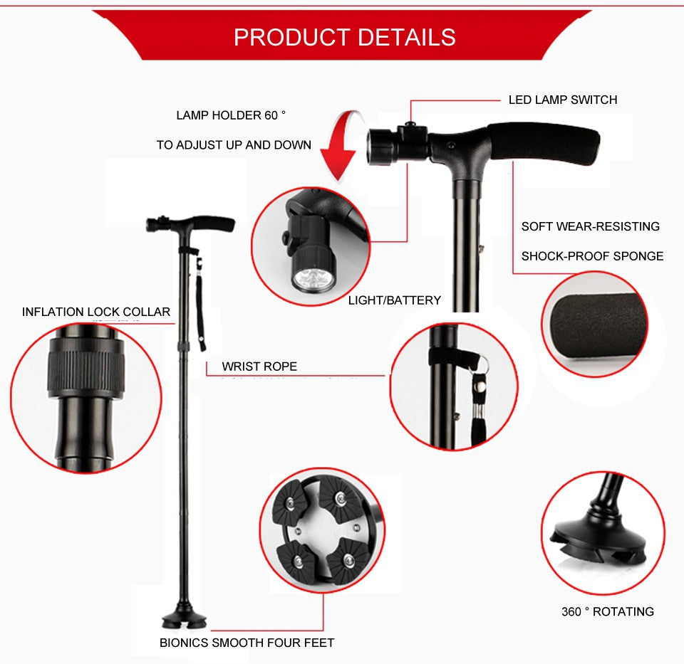 Cane Walking Stick - Foldable, Light and Grip for the hand !
