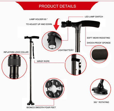 Cane Walking Stick - Foldable, Light and Grip for the hand !
